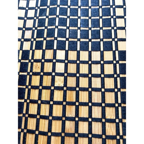 Handcrafted Bamboo & Black Woven Pattern Placemats Set/6 Dining Table - Picture 2 of 7